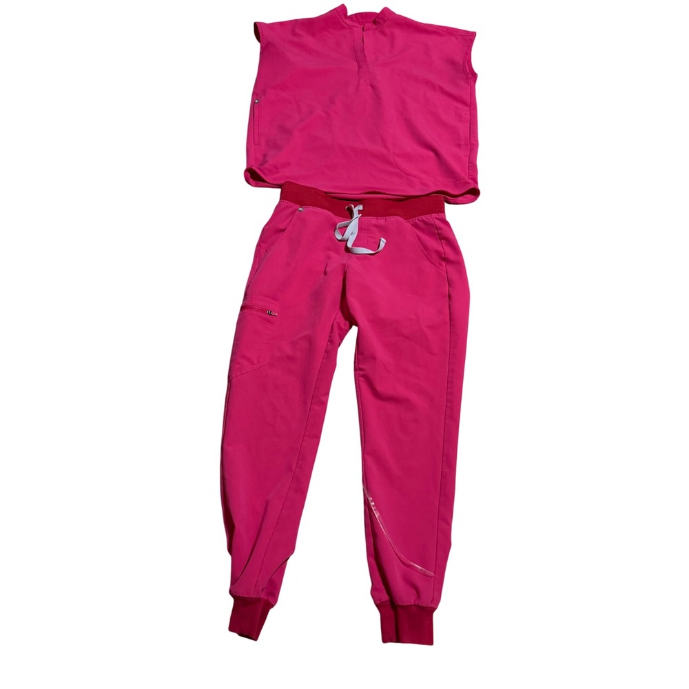 FIGS Shocking Pink Lmtd Ed Scrub Set XS Rafaela Top S Zamora Jogger pants Nurse
